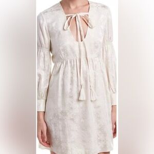 Rachel Zoe Cream Floral Long Sleeve Dress 10
